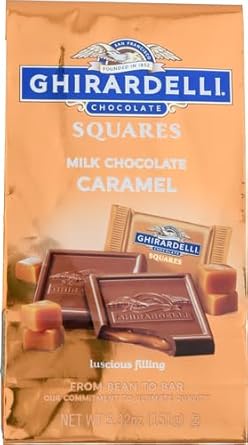 Ghirardelli Milk Chocolate Squares With Caramel Filling, Holiday Chocolate For Holiday Gifts And Stocking Stuffers, 5.32 Oz Bag