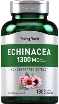 Piping Rock Echinacea Extract Capsules 1300mg | 180 Count | Herbal Supplement | Vegetarian, Gluten Free, Non-GMO