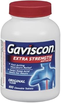 Gaviscon Antacid Chewable Tablets Extra Strength Original Flavor 100.0 Ea. (Quantity Of 4) : Health & Household