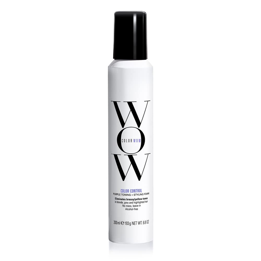 Color Wow Color Control Toning + Styling Foam – Instantly Rids Blonde & Gray Hair Of Brassy, Yellow Tones | Alcohol Free | Crunch Free Styling