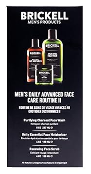 Brickell Men'S Daily Advanced Face Care Routine Ii, Activated Charcoal Facial Cleanser, Face Scrub, Face Moisturizer Lotion, Natural And Organic, Scented