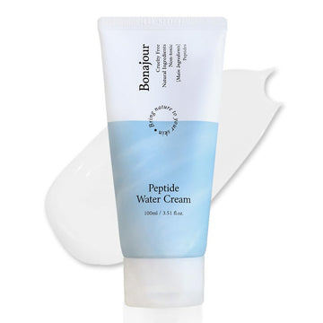 Bonajour] Vegan Peptide Hyaluronic Acid Moisturizing Cream For Oily Skin & Sensitive Skin (Lightweight Face Moisturizer), Best Anti Aging & Wrinkle, Repair, Brightening Care Lotion 3.38 Fl. Oz