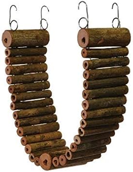 Flex Bridge (Small) - Bendable Natural Wooden Suspension Bridge Cage Accessory Climbing Toy - Sugar Gliders, Rats, Chinchillas, Ferrets, Parrots, Birds, Hamsters, Hedgehogs, Guinea Pigs, Monkeys