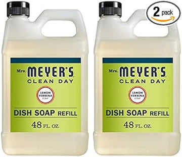 Mrs. Meyer's Clean Day Liquid Dish Soap Refill, Cruelty Free Formula, Lemon Verbena Scent, 48 oz (2 Bottles)