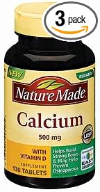 Nature Made Calcium, 500 mg, With Vitamin D, Tablets, 130 Count (Pack of 3) : Vitamins And Dietary Supplements : Health & Household