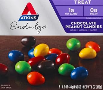 Atkins Endulge Chocolate Peanut Candies, Dessert Favorite, 0G Sugar, 20 Count