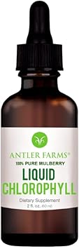 Antler Farms – 100% Natural 12,000 Mg Liquid Chlorophyll Drops, Concentrated Extract 2-8X Stronger, 60 Servings, 2 Oz - Immune Support, Energy Booster, Detox, Fresh Mint Flavor