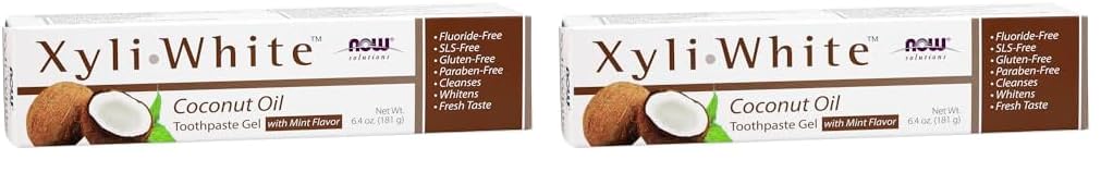Now Solutions, Xyliwhite™ Toothpaste Gel, Coconut Oil, Cleanses And Whitens, Cool Coconut-Mint Taste, 6.4-Ounce (Pack Of 2)