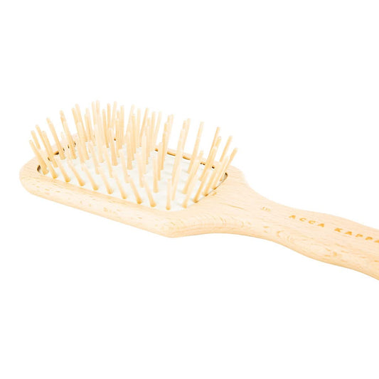 Acca Kappa Natural Paddle Hair Brush Wooden Pins Beechwood Anti-Static Scalp-Massage Detangler