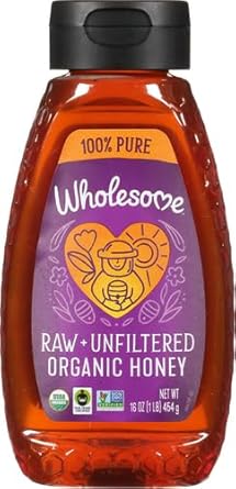 Wholesome Sweeteners Organic Raw Unfiltered Honey, Pesticide Free, Fair Trade, Non Gmo & Non Glyphosate, 16 Ounce Squeeze Bottle (Pack Of 1) (00280721)