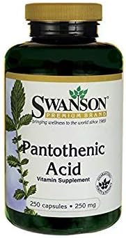 Swanson Pantothenic Acid (Vitamin B-5) Energy Metabolism Nerve Function Support 250 Mg 250 Capsules