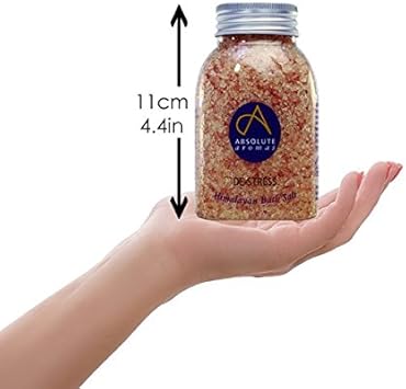 Absolute Aromas De-Stress Bath Salts 290G - Natural Pink Himalayan Salt Infused With 100% Pure Essential Oils Bergamot, Ylang Ylang, Frankincense And Jasmine Oil To Relax And Soak Tired Muscles