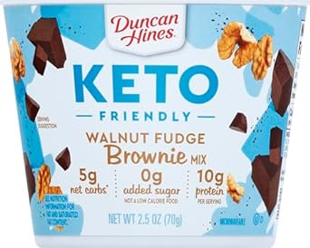 Duncan Hines Keto Friendly Dessert Cups Walnut Fudge Brownie Mix, 2.5 oz