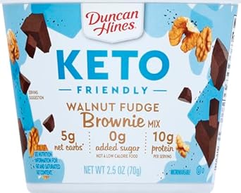 Duncan Hines Keto Friendly Dessert Cups Walnut Fudge Brownie Mix, 2.5 Oz