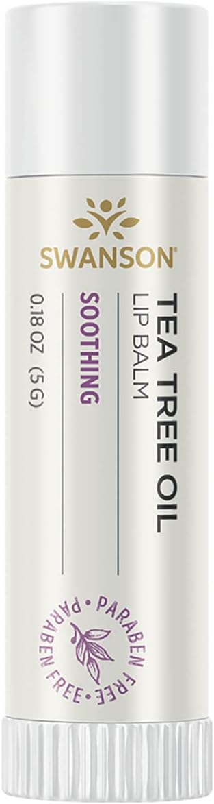 Swanson Tea Tree Oil Lip Balm - 0.18 Ounce (5 G) - Soothing Lip Balm With Tea Tree Oil