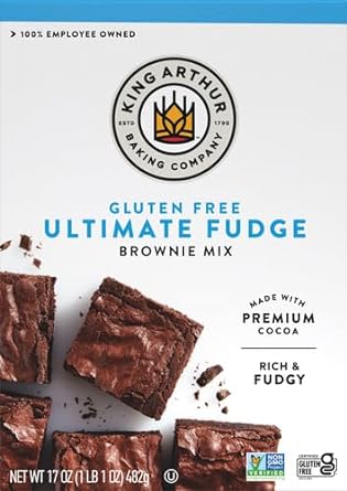 King Arthur, Gluten Free Fudge Brownie Mix, Certified Gluten-Free, Non-GMO Project Verified, Certified Kosher, 17 Ounces