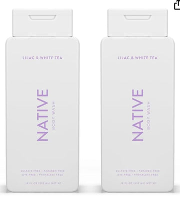 Native Body Wash Contains Naturally Derived Ingredients | For Women & Men, Sulfate, Paraben, & Dye Free Leaving Skin Soft And Hydrating | Lilac & White Tea 18 Oz - 2 Pk