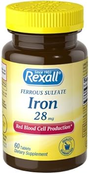 Rexall Ferrous Sulfate Iron 28 Mg - Tablets, 60 Ct : Health & Household