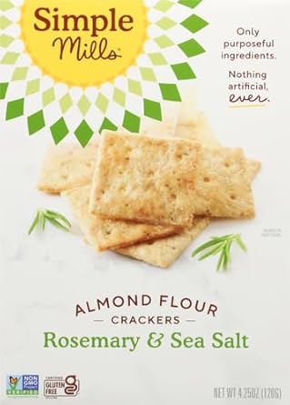 Simple Mills Almond Flour Crackers, Rosemary & Sea Salt - Gluten Free, Vegan, Healthy Snacks, 4.25 Ounce (Pack Of 1)