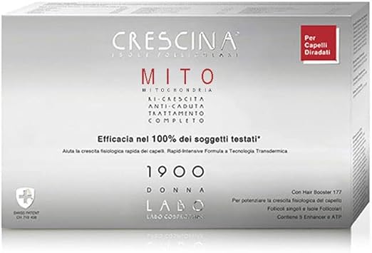 Crescina Transdermic Mito Follicular Islands Double Treatment For Hair Regrowth And Anti-Hair Loss 1900 Women 40 Vials (20+20)