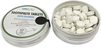 LiveCoco Toothpaste Tablets with Fluoride, Teeth Whitening Tabs for Clean Teeth and Fresh Breath, Vegan and Travel Friendly, Peppermint Flavour, 60 Tabs : Amazon.co.uk: Health & Personal Care