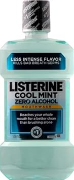 Listerine Zero Alcohol Mouthwash, Alcohol-Free Oral Rinse To Kill 99% Of Germs That Cause Bad Breath For Fresh Breath & Clean Mouth, Less Intense Taste, Cool Mint Flavor, 1 L