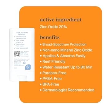Thinksport SPF 30 Face & Body Mineral Sunscreen Stick – Safe, Natural, Water Resistant Sun Cream – Vegan, Reef Friendly UVA/UVB Sun Protection for Sports & Active Use, 0.64oz