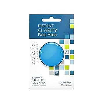 Andalou Naturals Instant Clarity Argan Oil & Blue Clay Mask Pod, Single Face Mask, 0.28 Ounce (Pack of 6)