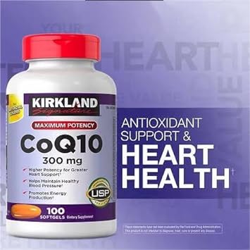 Kirk-Land Coq10 300mg 100 Softgels-Supplementing with CoQ10 Supports for Heart and Antioxidant Health (Pack of 1)