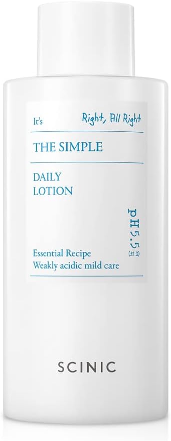 Scinic The Simple Daily Lotion | Vegan Face Lotion For Sensitive And Irritated Skin | Ph-Balanced Moisture Lotion With Madecassoside & Aloe Vera Leaf Juice | Korean Skin Care (8.79 Fl.Oz)