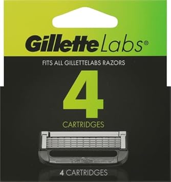 Gillette Labs Mens Razor Blade Refills Compatible With Gillette Labs Razors - 4 Cartridges With Exfoliating Bar