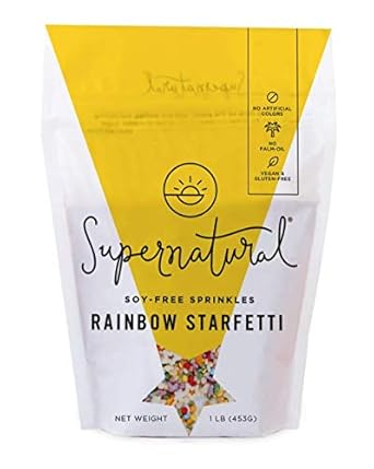 Rainbow Starfetti Natural Confetti Sprinkles By Supernatural, No Artificial Dyes, Soy Free, Gluten Free, Vegan, 1Lb