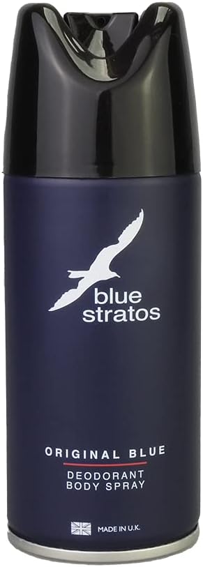 Blue Stratos Mens Body Spray Deodorant Original Blue 150Ml