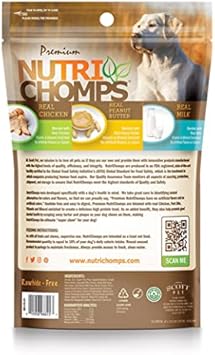 Nutrichomps Dog Chews, 6-Inch Braids, Easy To Digest, Rawhide-Free Dog Treats, Healthy, Real Chicken, Peanut Butter And Milk Flavors, Pack Of 4