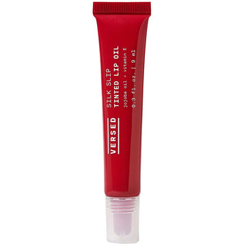 Versed Silk Slip Tinted Lip Oil, Ruby - Sheer Red Lip Tint - Long-Lasting, Moisturizing Makeup With Jojoba + Vitamin E - Helps Smooth + Hydrate Chapped Lips - Vegan Lip Care (0.3 Oz)