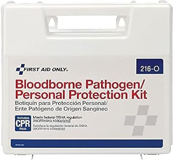 First Aid Only 216-O Blood Pathogen Clean Up Kit with 6-Piece CPR Pack, 29-Piece Body Fluid Clean Up Kit in Plastic Case : Health & Household