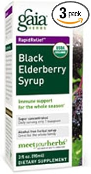 Gaia Herbs Black Elderberry Syrup, 5.4- Bottle (Pack of 3)