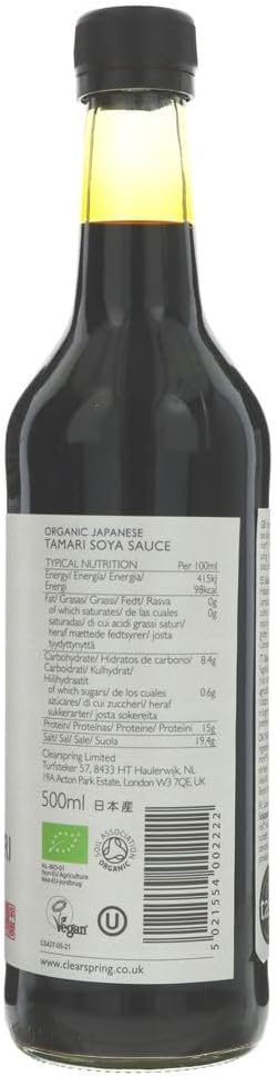 Clearspring Organic Japanese Double Strength Yaemon Tamari SOYA Sauce 500ml : Amazon.co.uk: Grocery