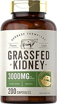 Carlyle Grass Fed Beef Kidney Supplement | 200 Capsules | 3000Mg | Pasture Raised Desiccated Bovine Supplement | Hormone And Pesticide Free | Non-Gmo, Gluten Free | By Herbage Farmstead