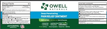 OWELL NATURALS Pain Relief Ointment - 1 oz - Maximum Strength All Natural Discomfort Reliever for Joint, Muscle, Knee, Back, Neuropathy - 5 Powerful Ingredients : Health & Household