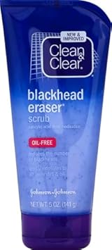 Clean & Clear Blackhead Eraser Oil-Free Facial Scrub With 2% Salicylic Acid Acne Medication, Exfoliating Daily Face Scrub For Acne-Prone Skin Care, 5 Oz