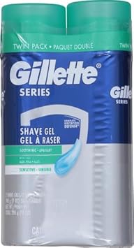 Gillette Series 3X Action Shave Gel, Sensitive Twin Pack, 7 Oz (Pack Of 2)