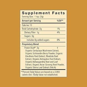 Moon Juice Power Dust Energy Support - Natural Mushroom Based Adaptogenic Powder Supplement - Ashwagandha, Ginseng, Cordyceps, Astragalus & Rhodiola - Vegan, Gluten-Free, Caffeine-Free (1.5Oz)
