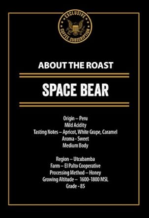 Black Rifle Coffee Company Space Bear, Light Roast Ground Coffee With Nutty Aromas And Citrus Floral And Black Tea Tasting Notes, Helps Support Veterans And First Responders, 12 Ounce Bag