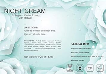 Night Cream With Collagen, Caviar Extract & Retinol - Repair And Moisturize Skin At Night - 4 Oz
