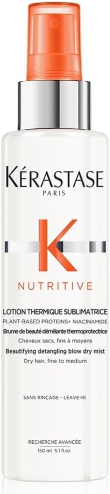 Kérastase Nutritive, Beautifying Detangling Blow-Dry Mist For Fine To Medium Dry Hair, Heat Protectant, Lotion Thermique Sublimatrice, 150 Ml