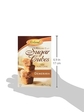 Roland Foods Rough Cut Demerara Sugar Cubes, 17.6 Ounce Box, Pack Of 6