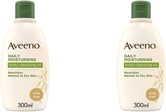 Aveeno Daily Moisturising Body Cleansing Oil (1X 300Ml), Nourishing Shower Oil For Normal To Dry Skin, Soap-Free, Lightly Scented & Vegan* With Soothing Prebiotic Triple Oat Complex And Softening Oils
