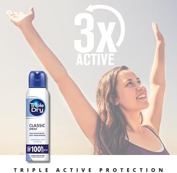 Triple Dry Classic Anti-Perspirant Spray 150ml | Unfragrance-Free | Clinically Proven | Unisex | 100-Hour Protection Against Excessive Sweating | Fights Odour | Triple Active Formula : Amazon.co.uk: Beauty