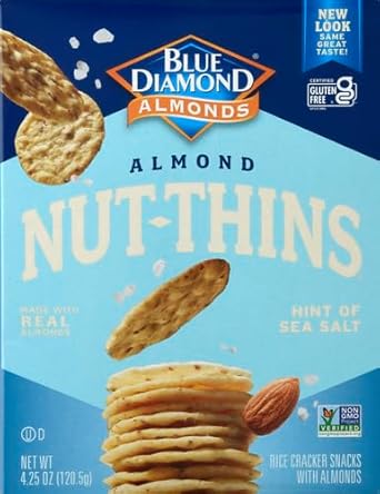 Blue Diamond Almonds Nut Thins Gluten Free Cracker Crisps, Hint Of Sea Salt, 4.25 Oz Boxes (Pack Of 1)